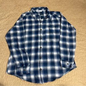 Hollister Flannel Button Up Shirt Blue White Plaid Pocket Cotton Size S